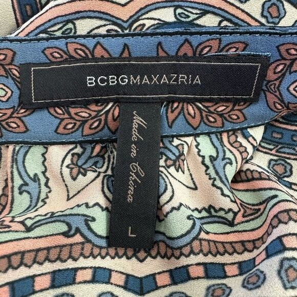 BCBG MaxAzria Size L Off Shoulder Statement Sleeve Paisley Blouse Medallion Boho - Picture 6 of 10